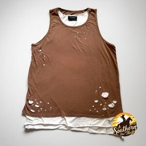 PACSUN - Large Rust & White Distresses Sleeveless Tank TOP